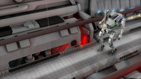 Giant battle robot walking.	 Video stock 77174901