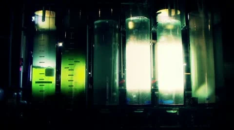 Giant beakers wide colored Stock Footage 10583443