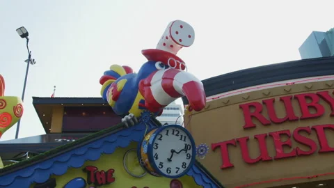 Giant bird with a clock, at the Fun House, Niagara Falls Stock Footage 218250025