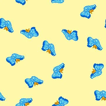 Giant blue morpho spring isometric icon seamless pattern Stock Illustration