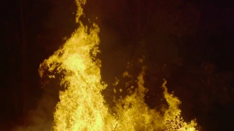 Giant bonfire burning Stock Footage 74058415