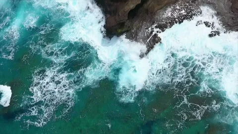 Giant breaking waves driven by high winds Stock Footage 94543857