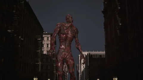 Giant burning zombie horror Stock Footage 287548815