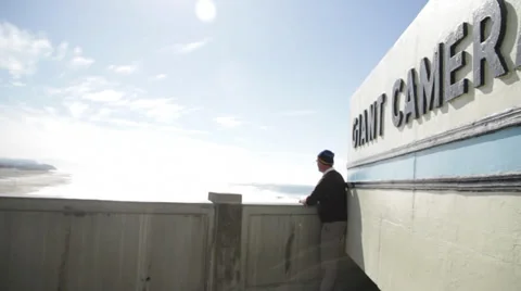Giant camera camera obscura wide low angle san francisco california travel touri Stock Footage 35409477