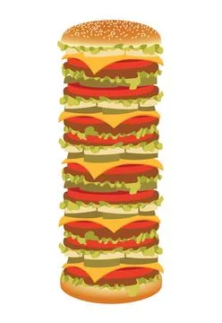 Giant cheeseburger vector illustration in retro style. Fast food Stock-Illustration