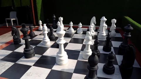 A giant chess set next to a labyrinth in Miniaturk Park in Istanbul Stock Footage 293842775