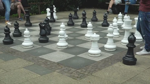 Giant Chessboard in a Park Stock Footage 109569404