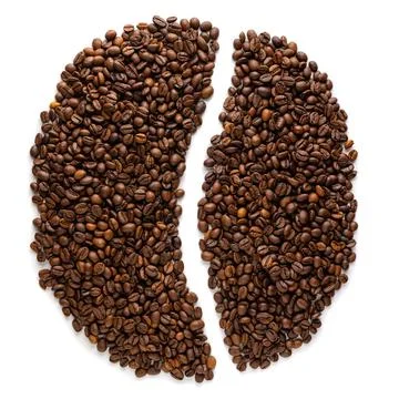 Giant Coffee Bean Shape Made of Small Roasted Beans Stock Photos