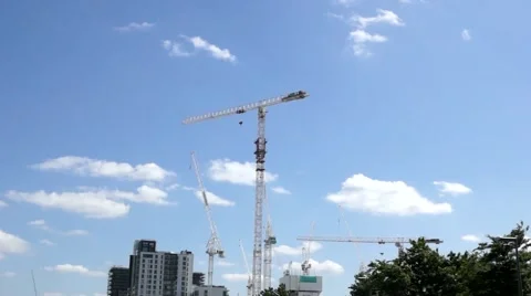 Giant construction cranes Stock Footage 50360839
