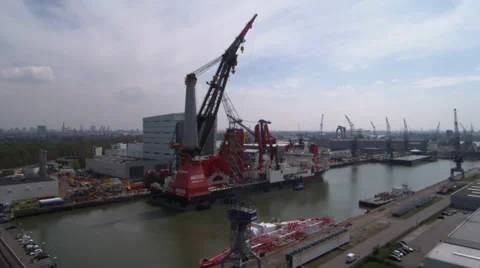 Giant crain in harbor Stock Footage 37675216