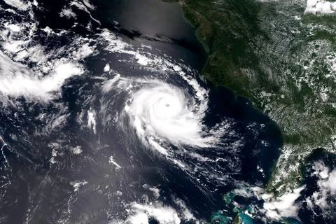 Giant cyclone on the planet Earth. Elements of this image furnished by NAS... Foto stock