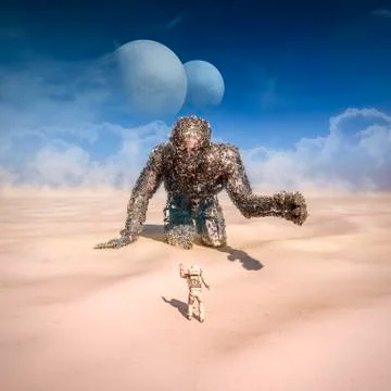 Giant in the desert Stock-Illustration