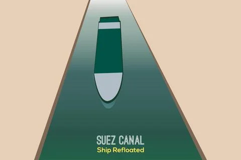 Giant Ever Given cargo ship dislodged, refloated in Egyptian Suez canal Stock Illustration