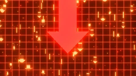 Giant Falling Red Arrow Stock Market Crash Financial Loss 3D Concept Stock Footage 286026796