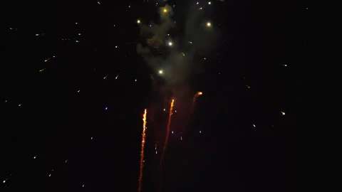 Giant firework explodes during fireworks finale show in slow motion at night 스톡 동영상 248085370
