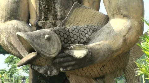 Giant fish statue Stock Footage 639457