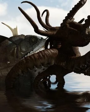 Giant fish vs Octopus Stock Illustration