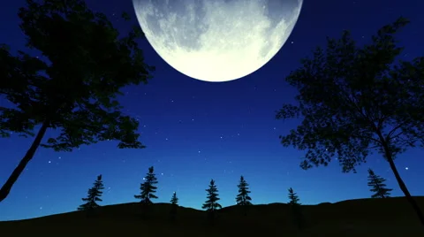 Giant full moon in the starry sky at night Video stock 40401517