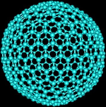 Giant fullerene molecule C720 isolated on black Stock Illustration