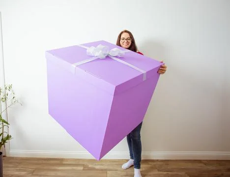 The giant gift box for a beautiful girl for adulthood Stock Photos