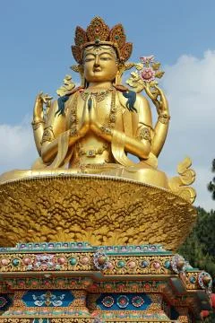 Giant gold  sculpture of shiva in kathmandu, nepal Stock Photos