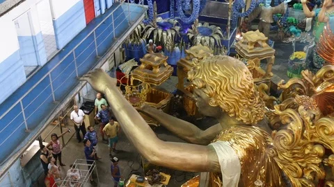 Giant golden robot of a Carnival float Video stock 88117511