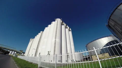 Giant Grain Storage Silos Stock Footage 55767634