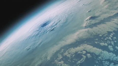 Giant hurricane, typhoon forming. View from outer space, earth orbit. 動画素材 166104105