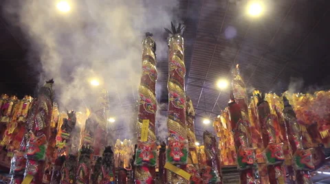 Giant incense sticks burning Stock-Footage 68997253