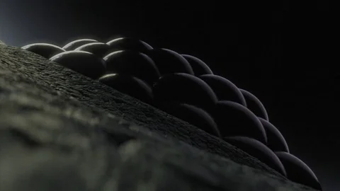 Giant insect eye or some 80s style fantasy landscape flight. Series of 4 images. Stock-Footage 74896875