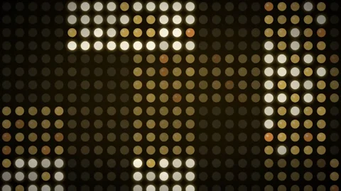 Giant LED pixel wall display with bulbs marquee Stock Footage 339324953