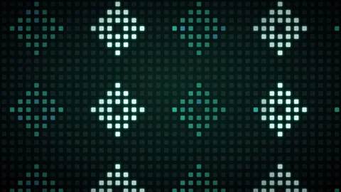 Giant LED pixel wall display with pattern diamond Video stock 339325227
