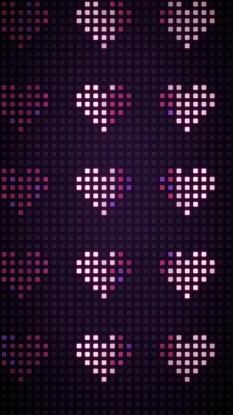 Giant LED pixel wall display with pattern heart Stock Footage 339325246