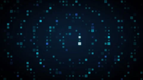 Giant LED pixel wall display with ripple inward cyber Stock Footage 339325256