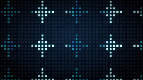 Giant LED pixel wall display with pattern star cyber 動画素材 339325257