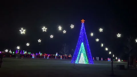 Giant Lighted Christmas Tree Stock Footage 223448187