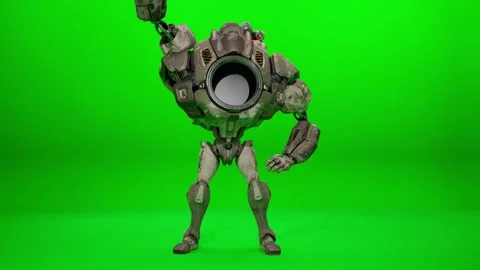Giant Mecha Dynamic Dance on Green Screen Stock Footage 323920261