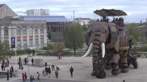 Giant mechanical elephant Stock Footage 57361391