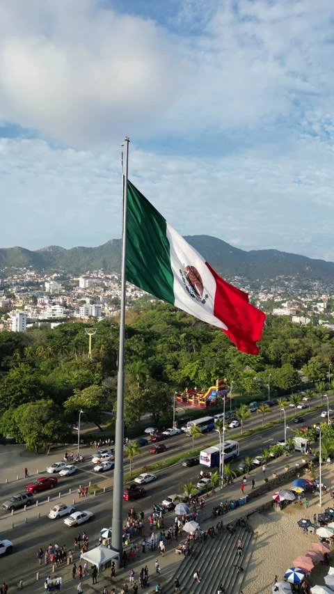 The giant Mexican flag waving on the fla... | Stock Video | Pond5