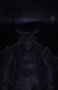 A Giant Monster in the dark night in the Devil Forest Stock Illustration