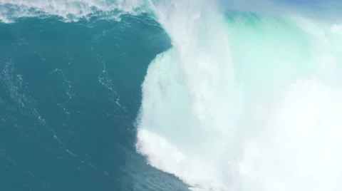 Giant Ocean Wave Breaking in Hawaii. Slow Motion HD. Surfing Jaws Stock Footage 59194588