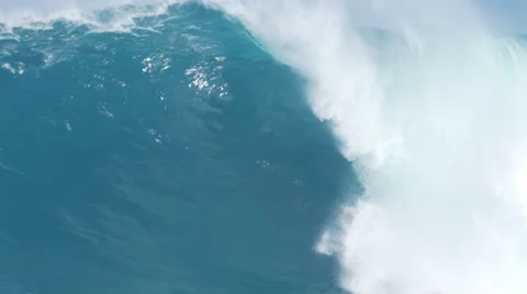 Giant Ocean Wave Breaking in Hawaii. Slow Motion HD. Surfing Jaws Stock Footage 59195061