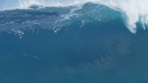 Giant Ocean Wave Breaking in Hawaii. Slow Motion HD. Surfing Jaws Stock Footage 59195842