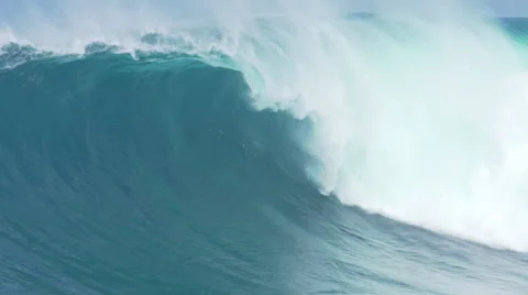 Giant Ocean Wave Breaking in Hawaii. Slow Motion HD. Surfing Jaws Stock Footage 59196050