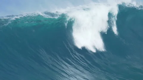 Giant Ocean Wave Breaking in Hawaii. Slow Motion HD. Surfing Jaws Stock Footage 59196238