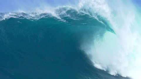 Giant Ocean Wave Breaking in Hawaii. Slow Motion HD. Surfing Jaws Stock Footage 59211364