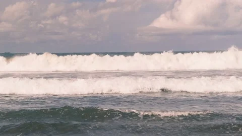 Giant Ocean Wave Breaking. Slow Motion 4K. Perfect empty beautiful wave  Video stock 182432049