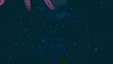 Giant octopus emerging from the dark underwater Stock Footage 341466359