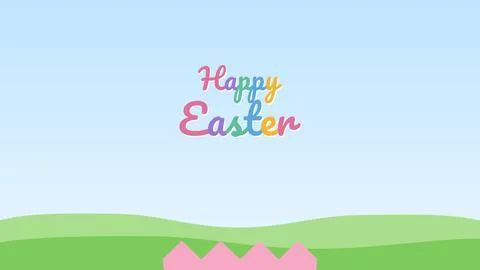 Giant pink Easter egg cracking open with confetti to reveal Happy Easter te.. Stock Illustration
