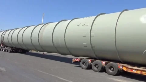 Giant pipe transportation Stock Footage 130417791